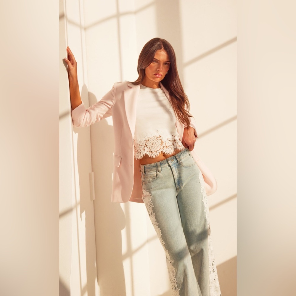 Generation Love Cream Lace Trim Crop Top